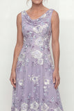 Dusty Purple Embroidered Cowl Neck A Line Mother of the Bride Dress with Sequins