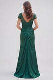 V Neck Mermaid Dark Green Ruched Mother Of Bride Dress