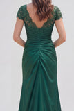 V Neck Mermaid Dark Green Ruched Mother Of Bride Dress