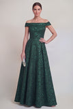 Blush Jacquard Floral Off The Shoulder A Line Long Mother of The Bride Dress