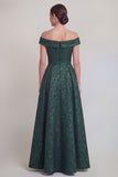 Blush Jacquard Floral Off The Shoulder A Line Long Mother of The Bride Dress