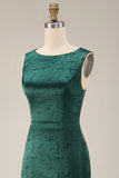 Dark Green Mermaid Bateau Neck Floral Long Mother Of the Bride Dress with Slit