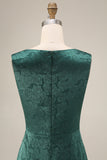Dark Green Mermaid Bateau Neck Floral Long Mother Of the Bride Dress with Slit