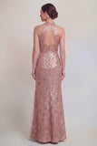 Sage Green Floral Halter Mermaid Long Mother of The Bride Dress with Slit