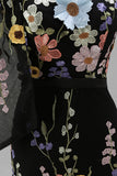 Asymmetrical One Shoulder Black Floral Embroidery Mermaid Long Wedding Guest Dress