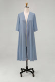 Sky Blue Chiffon Half Sleeves Jacket