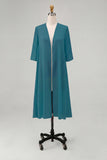 Sky Blue Chiffon Half Sleeves Jacket