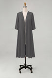 Sky Blue Chiffon Half Sleeves Jacket