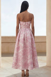 Blue Daffodil Flower A-Line Strapless Printed Ruched Maxi Floral Dress