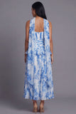 A-Line Dusty Sage Strapless Pleated Ruched Ruffled Midi Dress with Neck Scarf