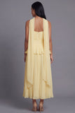 A-Line Dusty Sage Strapless Pleated Ruched Ruffled Midi Dress with Neck Scarf