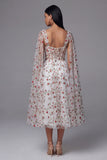 Secret Garden Romance Ivory Rose Embroidered Corset Midi Dress