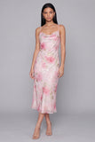 Sparkly Pink Bodycon Spaghetti Straps Sequin Printed Floral Midi Dress