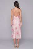 Sparkly Pink Bodycon Spaghetti Straps Sequin Printed Floral Midi Dress