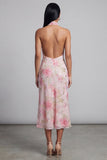 Sparkling Soirée Pink Sequin Rose Halter Midi Dress with Thigh Split