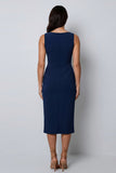 Bateau Neck Dark Green Bodycon Long Work Dress with Slit