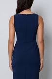 Bateau Neck Dark Green Bodycon Long Work Dress with Slit