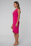 Black Bodycon One Shoulder Midi Work Dress with Slit