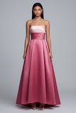Strapless A Line Pink Long Formal Dress