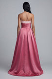 Strapless A Line Pink Long Formal Dress