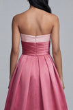 Strapless A Line Pink Long Formal Dress