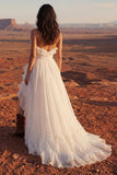 Ivory Strapless A Line Maxi Beach Wedding Dress with Ruffles