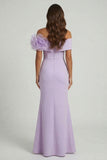 Off the Shoulder Lilac 3D FLowers Mermaid Long Mother of the Bride Dress with Slit