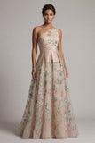 A Line Floral Long Sparkly Champagne Sequin Mother of the Bride Dress