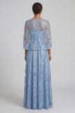 A Line Floral Long Sparkly Sky Blue Sequin Mother of the Bride Dress with Slit