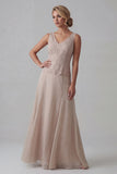 Champagne 2 Piece Long Sleeves Lace Mother of the Bride Dress