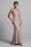Champagne Mermaid 2 Piece Lace Floral Long Mother of the Bride Dress