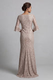 Champagne Mermaid 2 Piece Lace Floral Long Mother of the Bride Dress