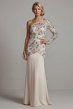One Shoulder Sequin Mermaid Apricot Mother Of the Bride Dress