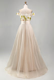 Off The Shoulder A Line Apricot Mother Of the Bride Dress with 3D Flowers