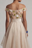 Off The Shoulder A Line Apricot Mother Of the Bride Dress with 3D Flowers