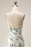 Light Blue Mermaid Sequin Long Prom Dress with Ruffles
