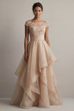 Bateau Neck A Line Blush Sequin Mother Of the Bride Dress