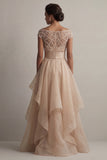 Bateau Neck A Line Blush Sequin Mother Of the Bride Dress