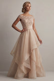 Bateau Neck A Line Blush Sequin Mother Of the Bride Dress