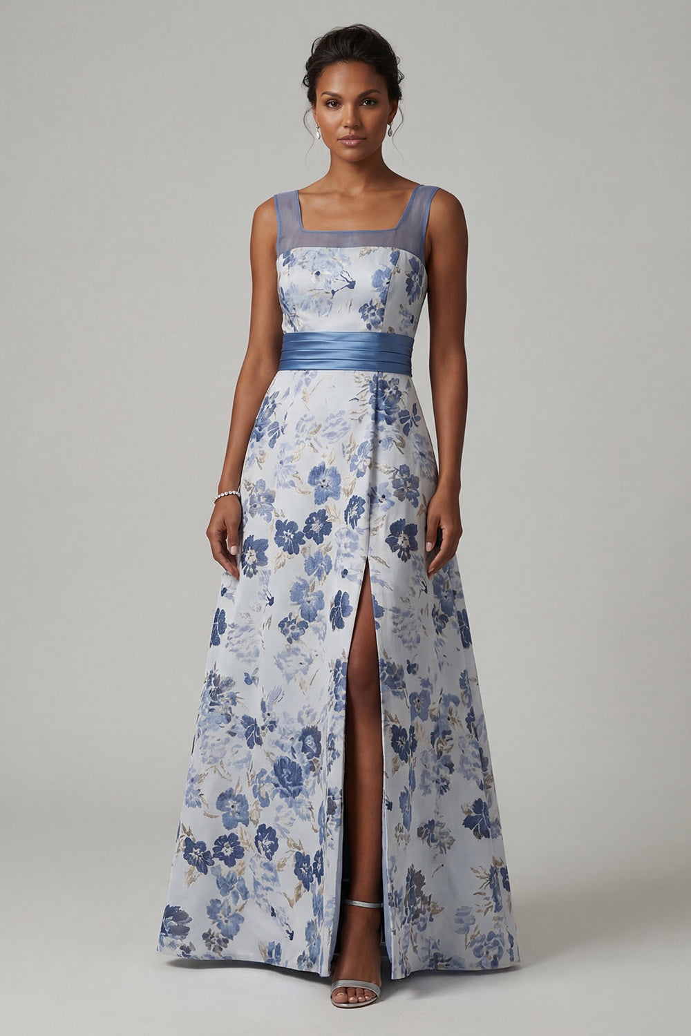 dusty blue floral dress Dusty Blue Maxi Dress