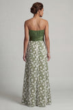 Strapless A Line Green Floral Mother Of Bride Dress