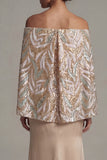 Satin Off the Shoulder Champagne Mermaid Mother Of the Bride Dress with Slit