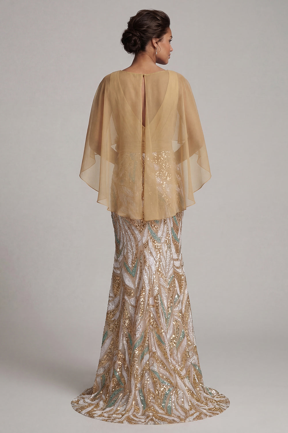 champagne gold mother of the bride dresses ADASA Full Length AW.Bridal Column One Shoulder Floor