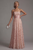 Strapless Beaded Blush A Line Mother Of Bride Dress with Detachable Cape