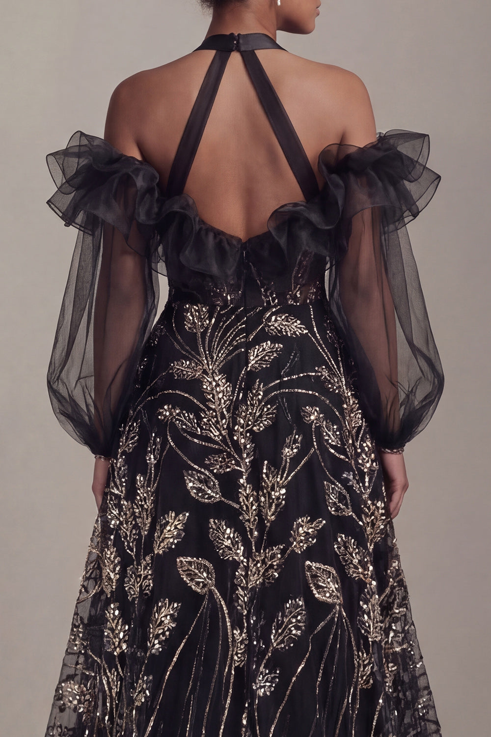 black sequin cold shoulder dress Fitted Sequin Cold Shoulder Slit Gown by Nox Anabel Q1389