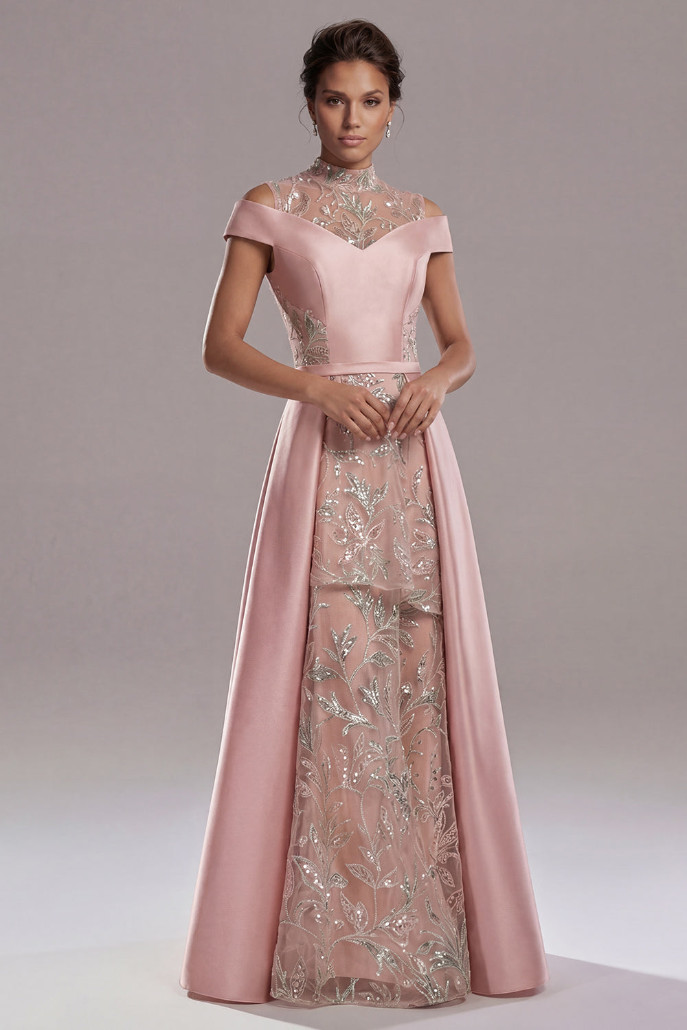 pink sequin mother of the bride dress Beaded A Line Long Mother of the Bride Dress