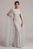 Sequin Ivory Mermaid Mother Of Bride Dress with Cap Sleeves
