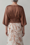 Coffee 3/4 Sleeves Appliqued Mermaid Mother of the Bride Dress