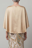 Sequin Champagne Mermaid Mother Of Bride Dress with Cap Sleeves