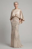 Champagne Mermaid Sequin Mother Of Bride Dress with Pockets